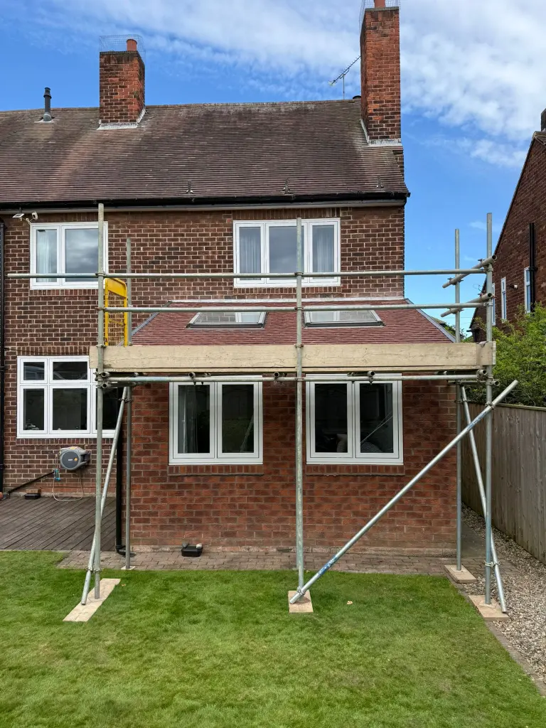 Scaffolding up for a storm repair